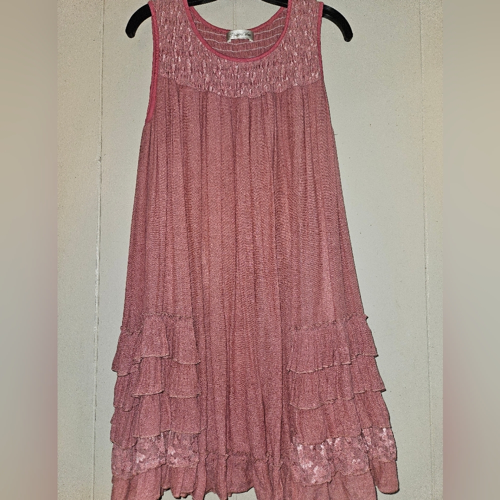 Paisley Vine Dusty Rose Sleeveles Tunic Dress - Picture 3 of 4